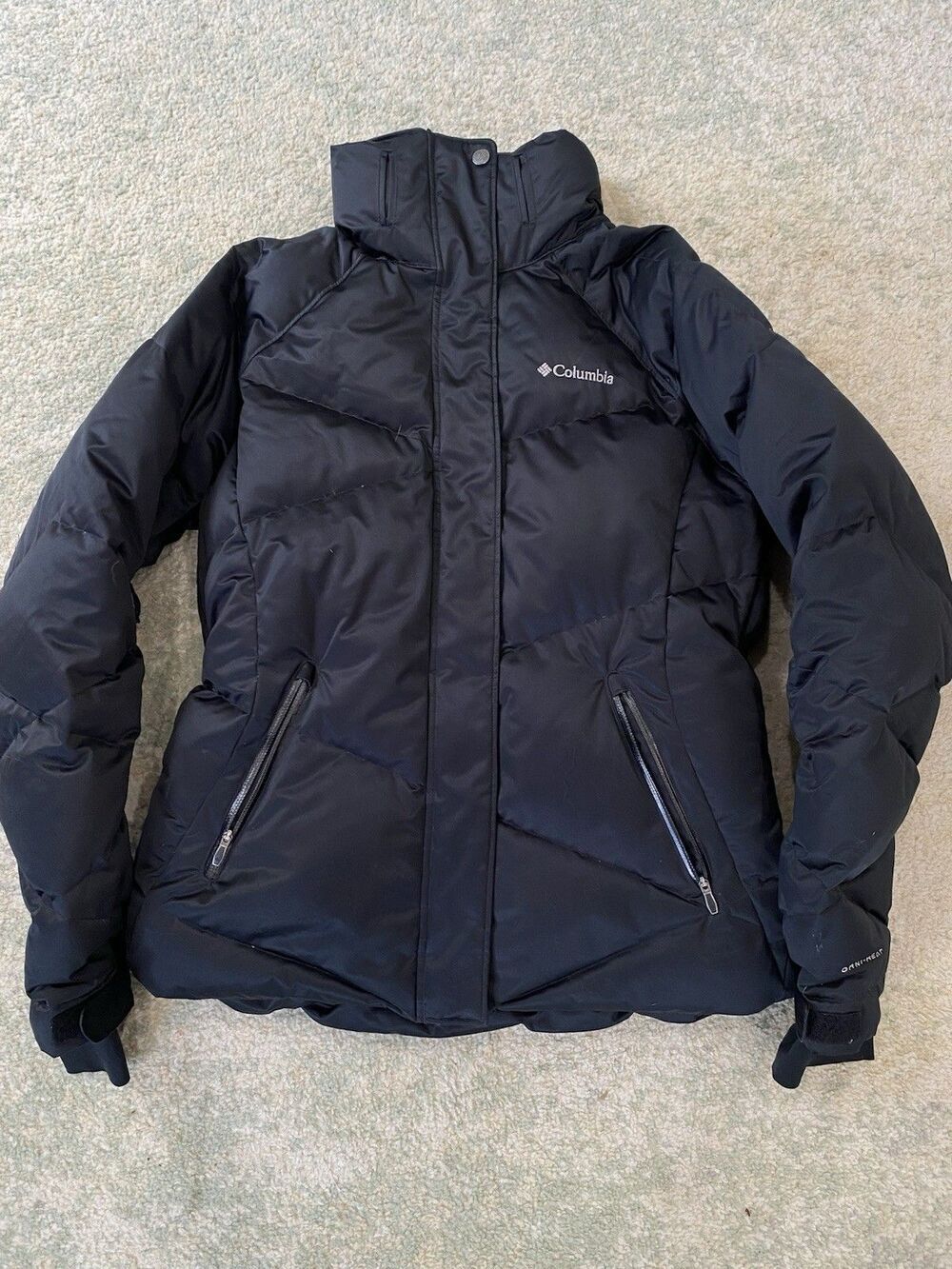 NO HOOD! Columbia Jacket Womens Medium Black Omni-Heat Down Feather Puffer
